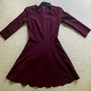 Lulu’s Cumulonimbus Clouds Burgundy Skater Dress